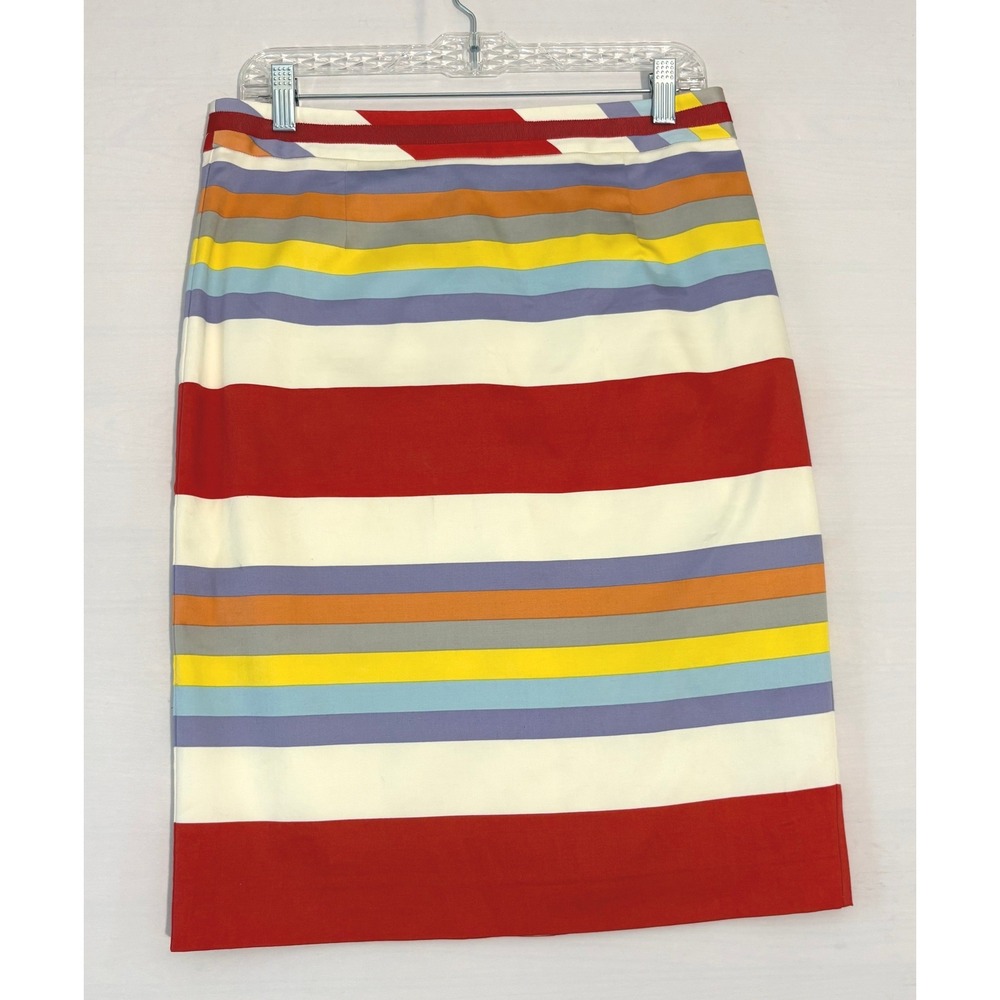 Boden‎ Women Multi Color Striped Pencil Skirt Knee Length Red Blue Yellow UK 12P